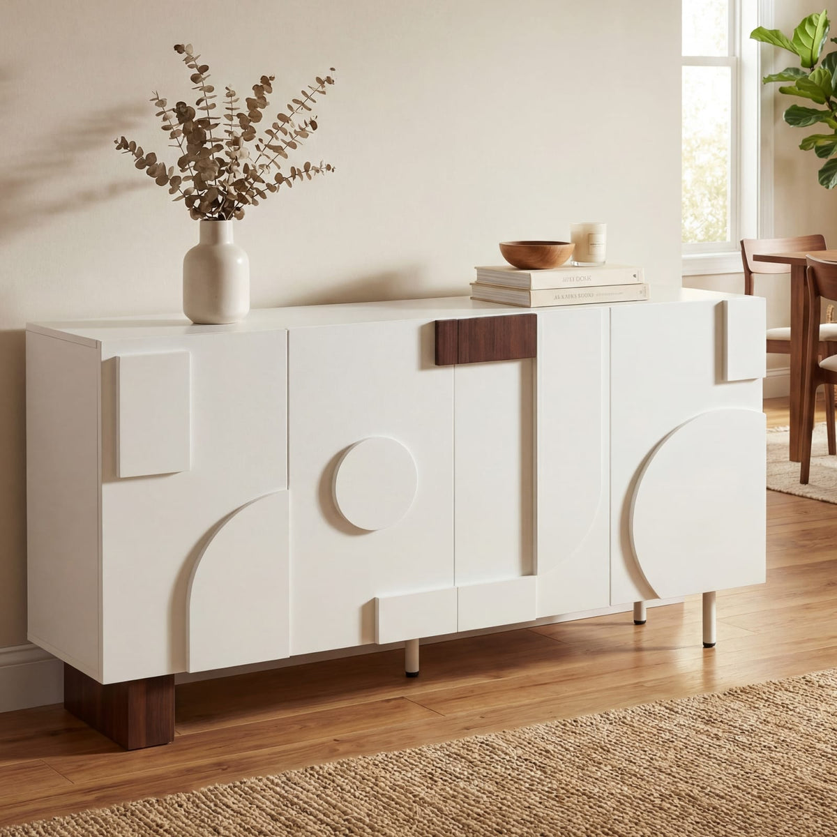 Modern White Sideboard Buffet Cabinet - 62" Storage Unit