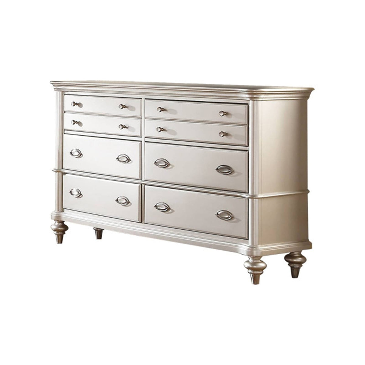 Classic Silver Bedroom Dresser - 6 Drawers MDF