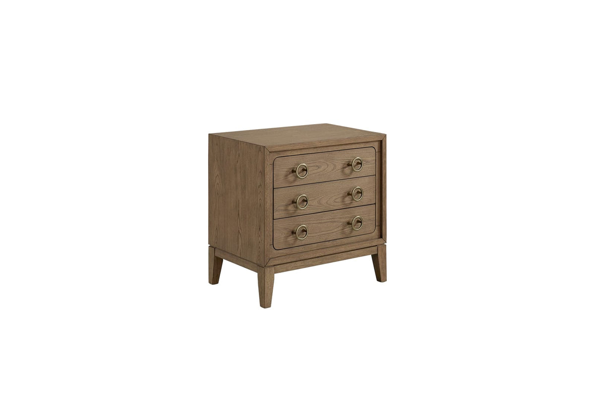 Light Brown Solid Wood Nightstand with Drawers