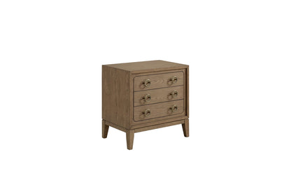Light Brown Solid Wood Nightstand with Drawers