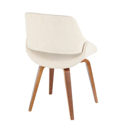 Mid-Century Modern Dining Accent Chairs - Cream Fabric Set of 2