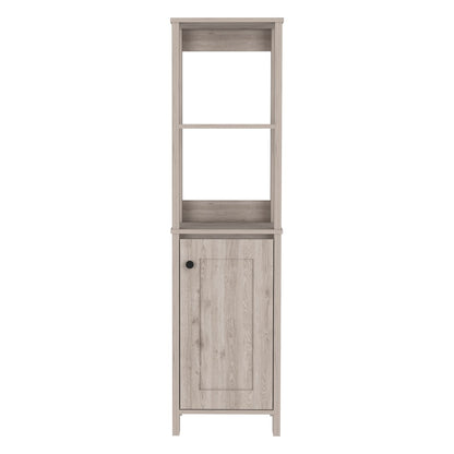 Beige Bathroom Storage Cabinet with 4 Shelves