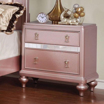 Elegant Rose Gold 2-Drawer Bedside Cabinet - Modern Nightstand