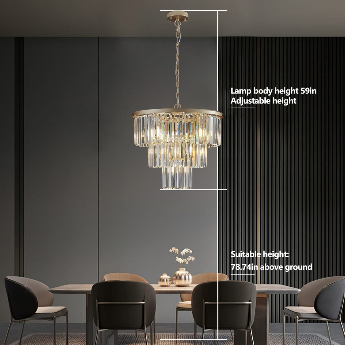 Luxury Gold Crystal Chandelier - 7 Light Pendant for Living Room Dining Bedroom