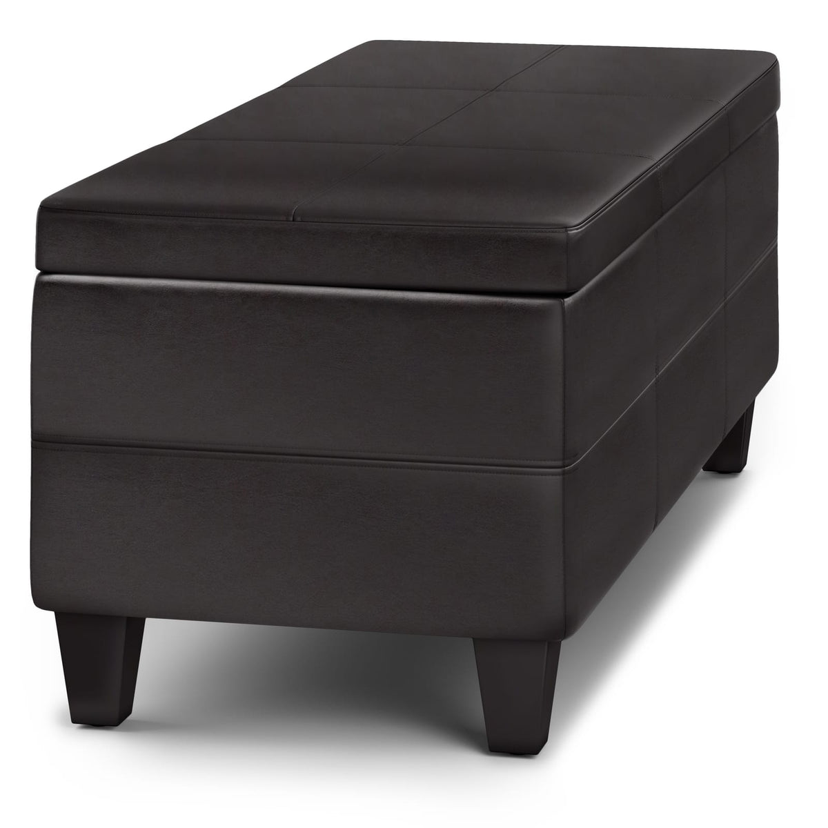 Avalon Lift Top Storage Ottoman - Dark Brown Faux Leather