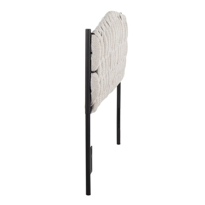Cream Fabric Twin Size Headboard with Black Metal Frame