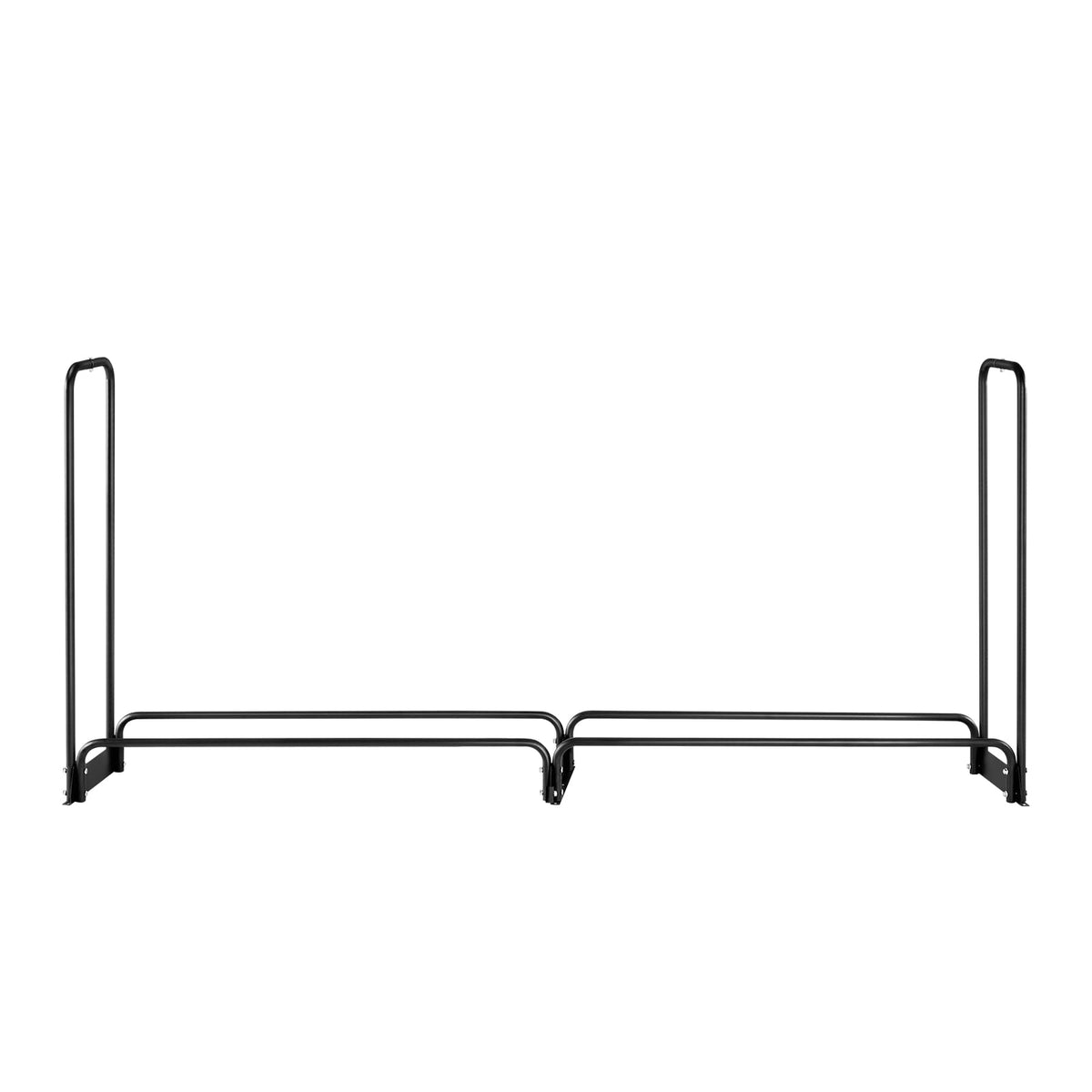 Black Iron Firewood Rack with Cover - 8ft Outdoor Log Holder