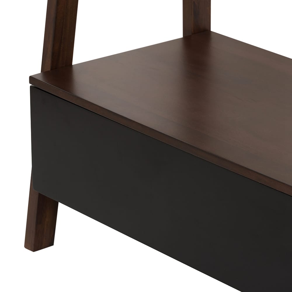 Natural Wood Ladder Shelf - 32" Display & Storage for Living Room