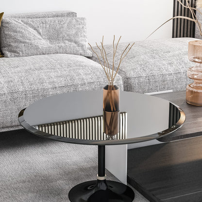 32 Inch Round Tempered Glass Table - Black