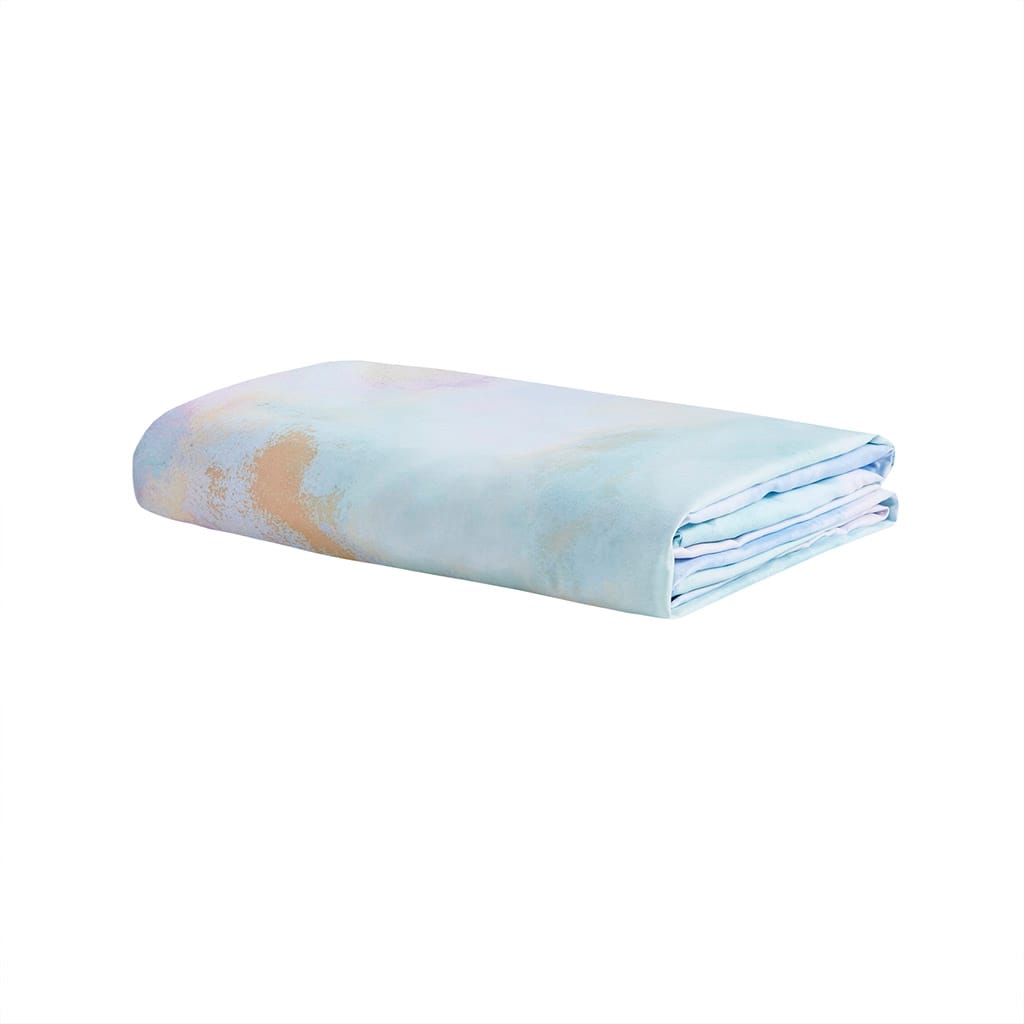 Twin Duvet Set with Shams and Pillow in Aqua Watercolor Tie Dye