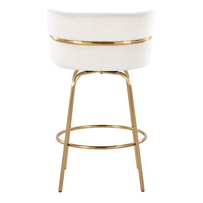 Cream Velvet Swivel Counter Stools - Set of 2