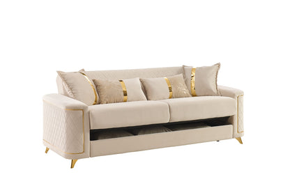 Ivory Polyester Sofa - 88" Modern Sofa