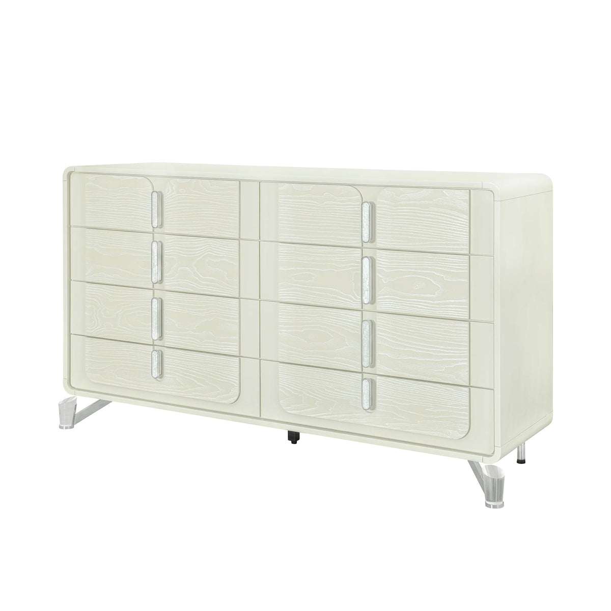 63" Beige Rubberwood Bedroom Dresser - Modern Style