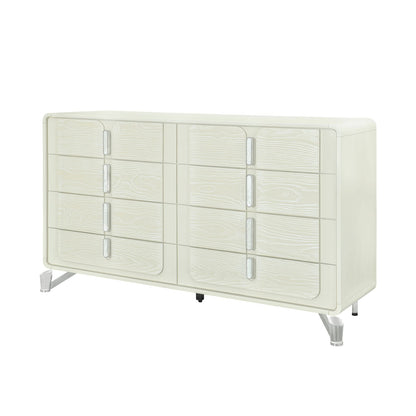 63" Beige Rubberwood Bedroom Dresser - Modern Style