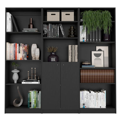 Wenge 3-Piece Bookcase Set - Living Room Shelving
