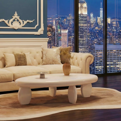 46" Modern White Coffee Table - High Gloss MDF for Living Room