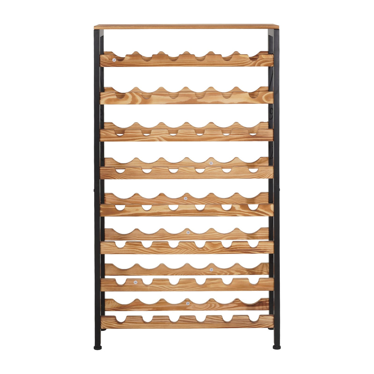 8 Tier Black Carbon Steel Wine Rack for Kitchen Storage and Dining Room