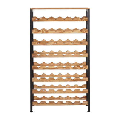 8 Tier Black Carbon Steel Wine Rack for Kitchen Storage and Dining Room