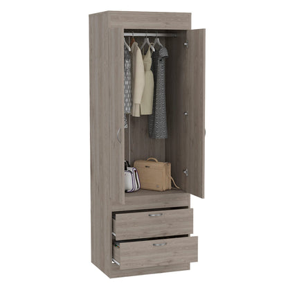 Light Gray Bedroom Dresser with Hanging Rod - 70.4" Tall