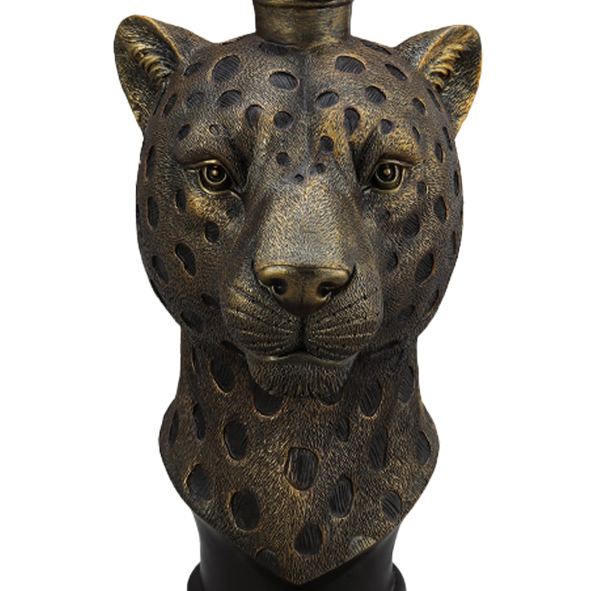 Antique Brown Resin Leopard Head Accent Table