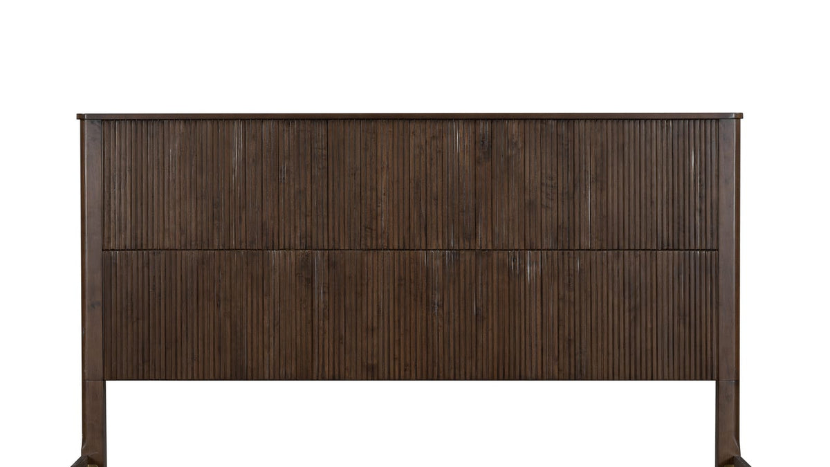 King Size Solid Wood Bed Frame - Walnut Finish for Bedroom