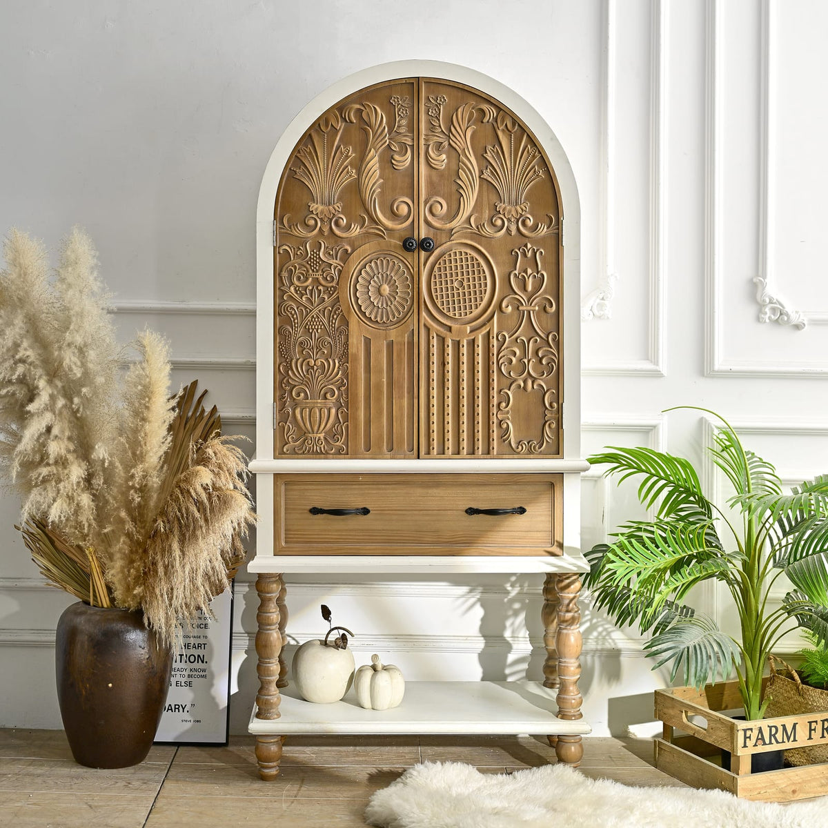 Rustic Fir Wood Cabinet - 31.5" Freestanding Storage