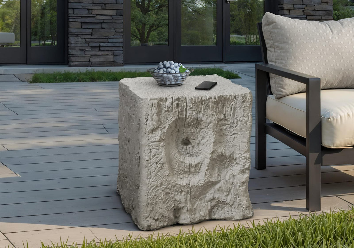 Grey Magnesium Oxide Accent Table for Garden or Poolside Use