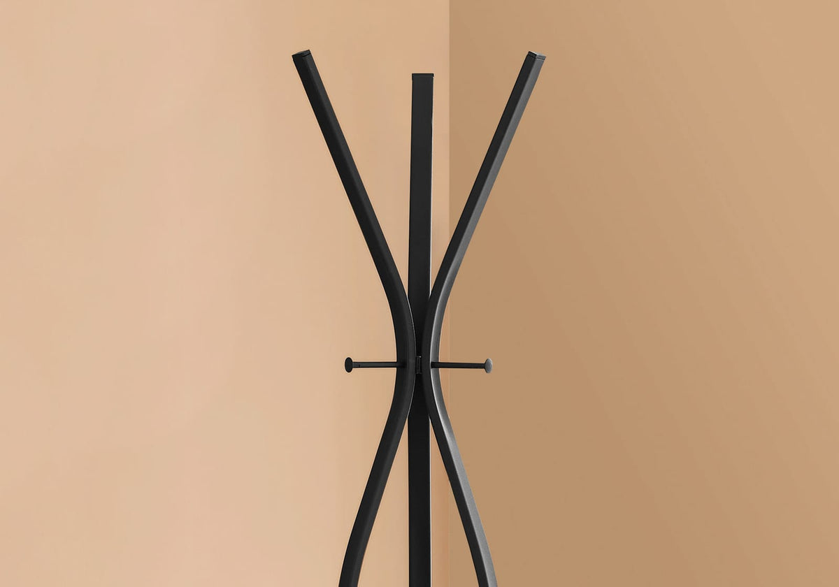 Black Metal 3-Hook Coat Rack - 72" Tall Entryway Hall Tree