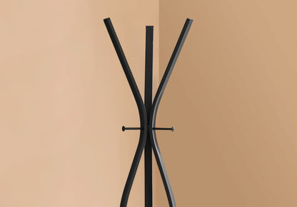 Black Metal 3-Hook Coat Rack - 72" Tall Entryway Hall Tree