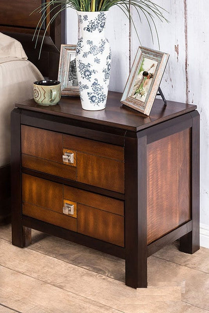 Multicolor Solid Wood Bedside Cabinet - 2 Drawers