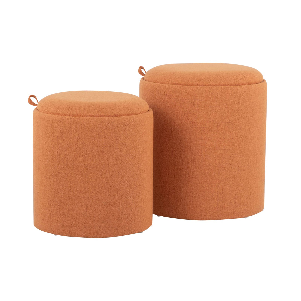 Orange Fabric Nesting Ottoman Set - 15.5" x 15.5"
