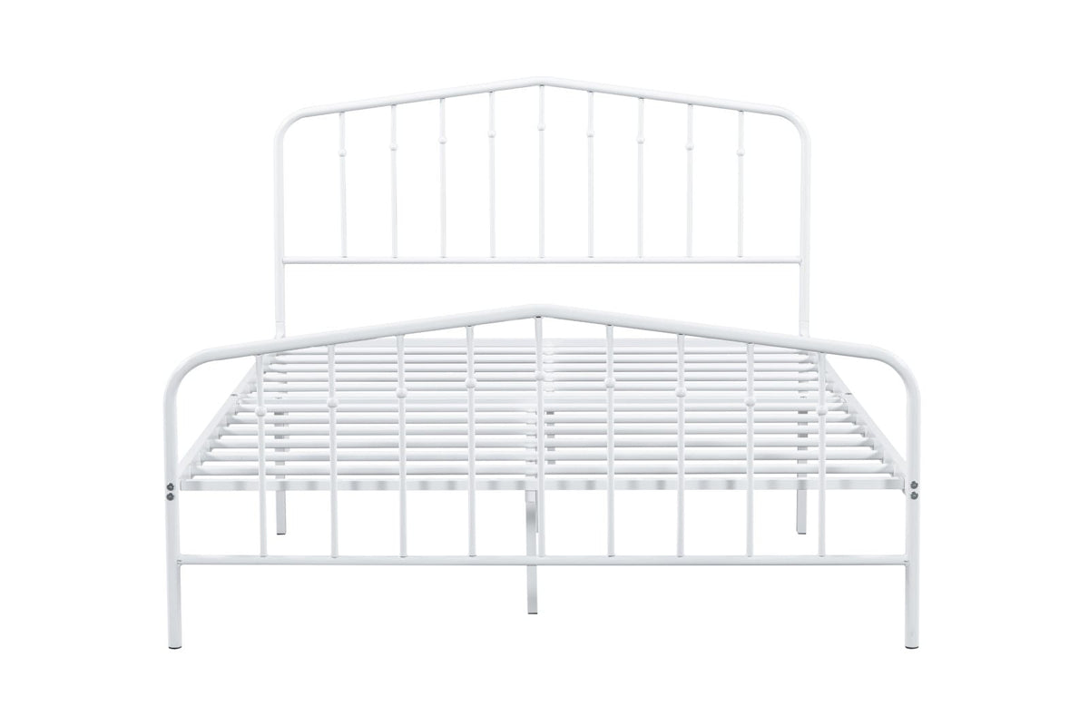 White Metal Full Bed Frame with Modern Contemporary Design for Bedroom