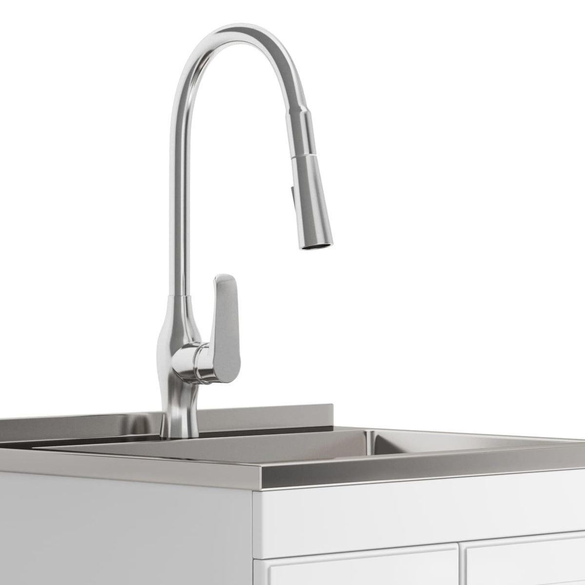 White Shaker Bathroom Vanity Cabinet with Integrated Sink