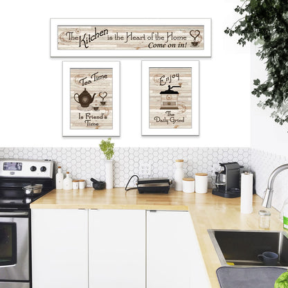 White Framed 3 Piece Kitchen Vignette