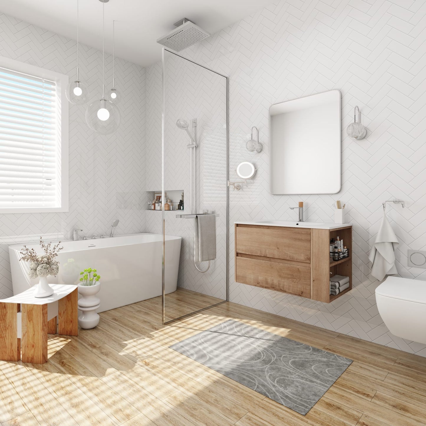 2 Drawer Wall Mounted Bathroom Vanity Cabinet