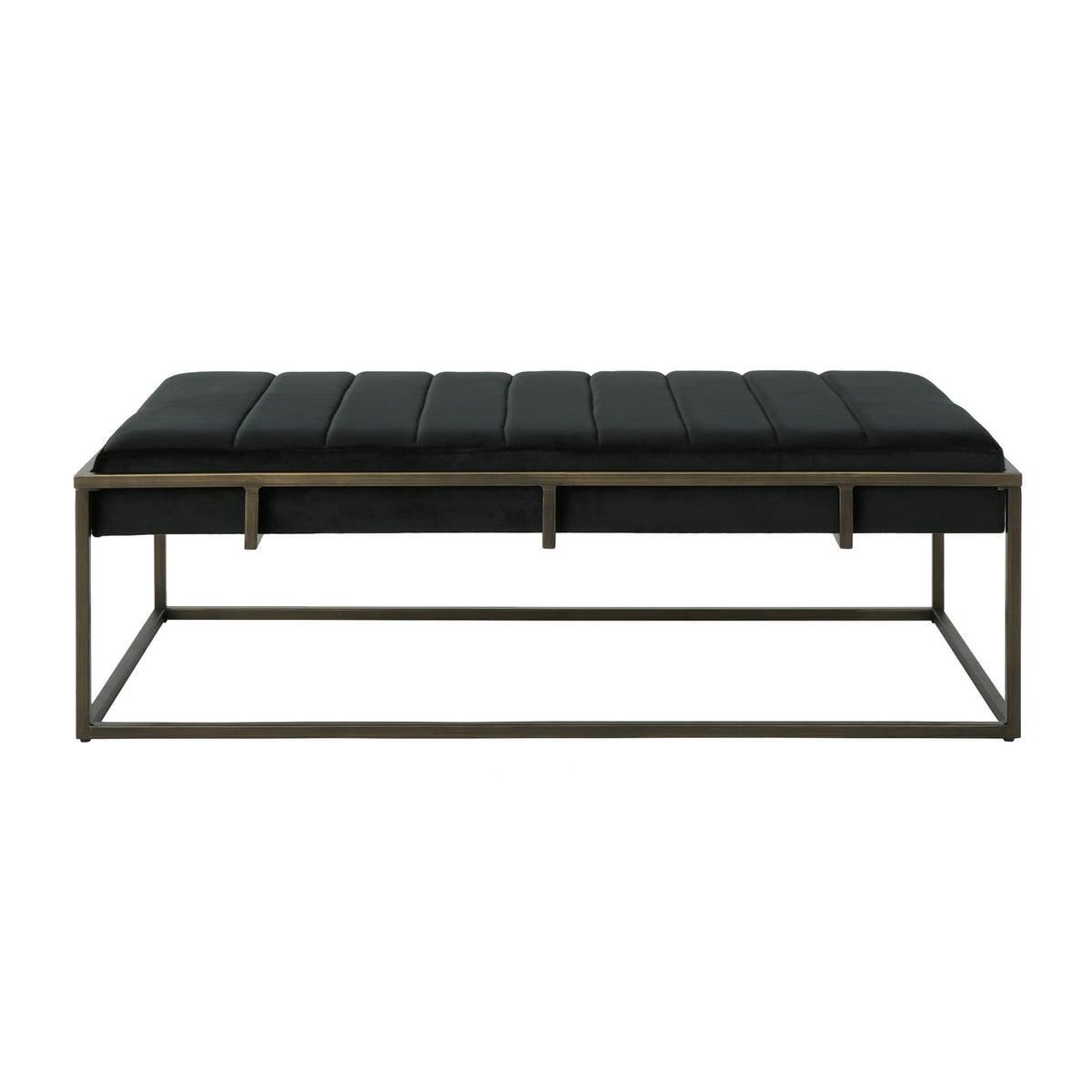 Black Velvet Ottoman Bench - Modern Bedroom Accent