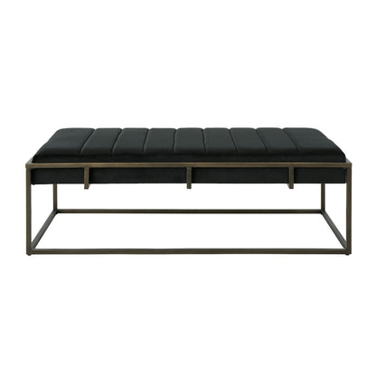 Black Velvet Ottoman Bench - Modern Bedroom Accent