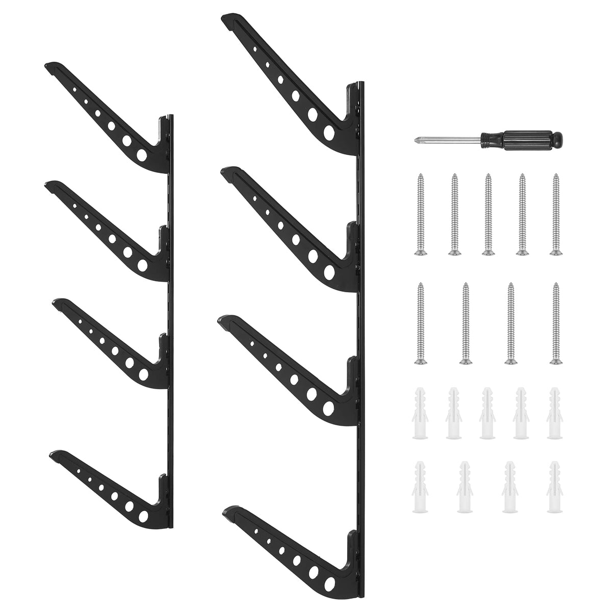 Surfboard Wall Mount Rack - 4 Tier Black Display Storage for Living Room