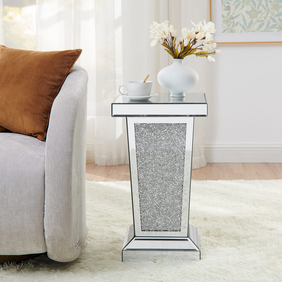Silver Mirrored End Table - Elegant Accent Table