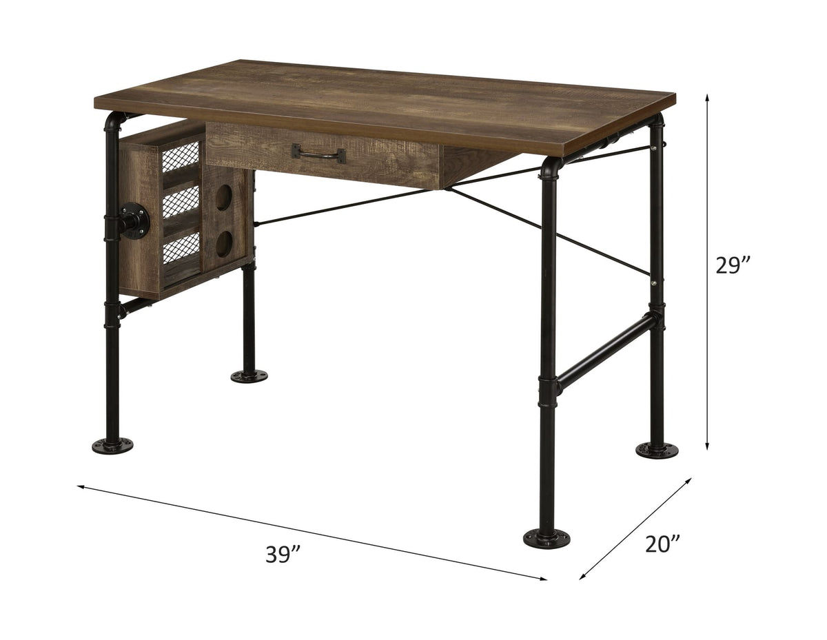 Black Oak Writing Desk with Storage Drawer