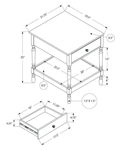 Walnut MDF Accent Table - 2 Tier Storage Nightstand for Living Room