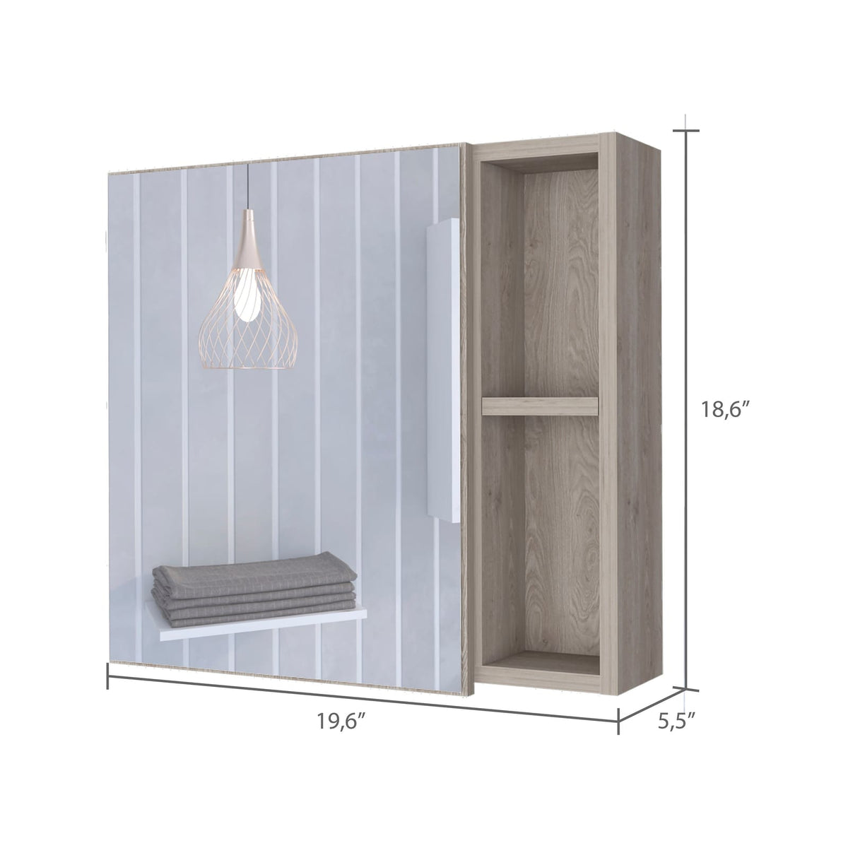 Minsk Medicine Cabinet - White, Wall Mounted Mirror Storage