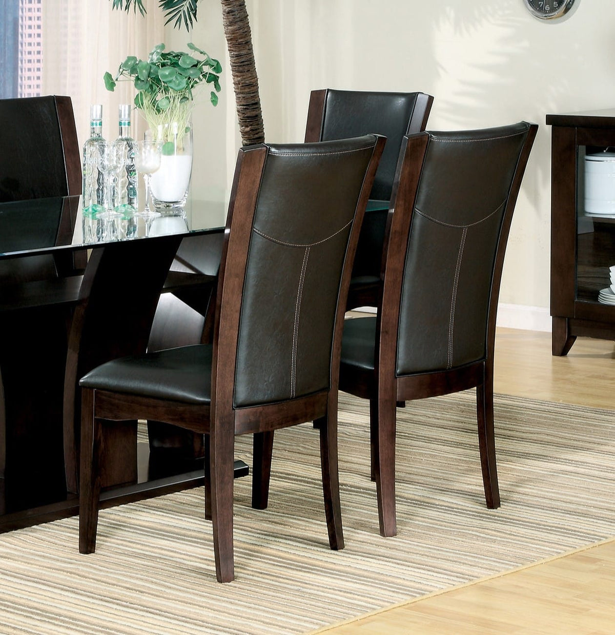 Modern Dark Brown Dining Side Chairs Set of 2 Espresso Finish Wood