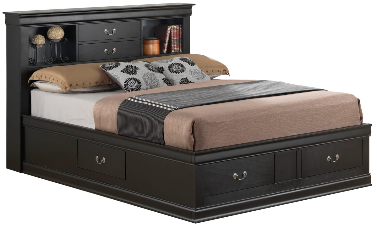 Elegant Full Storage Bed - Black Particle Board