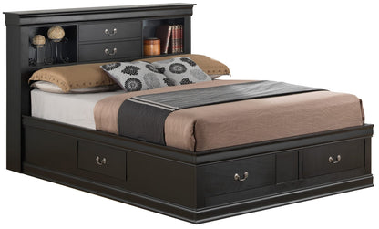Elegant Full Storage Bed - Black Particle Board