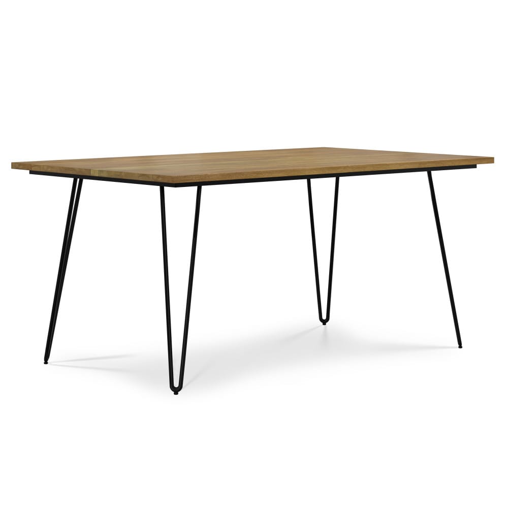 Light Brown Metal & Wood Dining Table - 6 Person