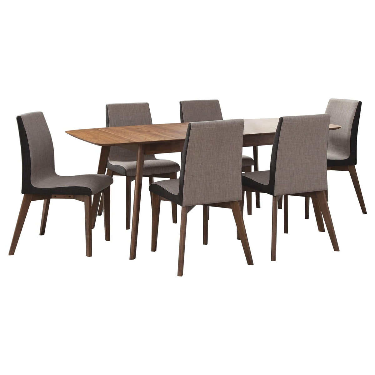 Lana Natural Walnut & Grey 7-Piece Dining Set - Extendable Table