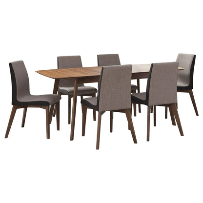 Lana Natural Walnut & Grey 7-Piece Dining Set - Extendable Table