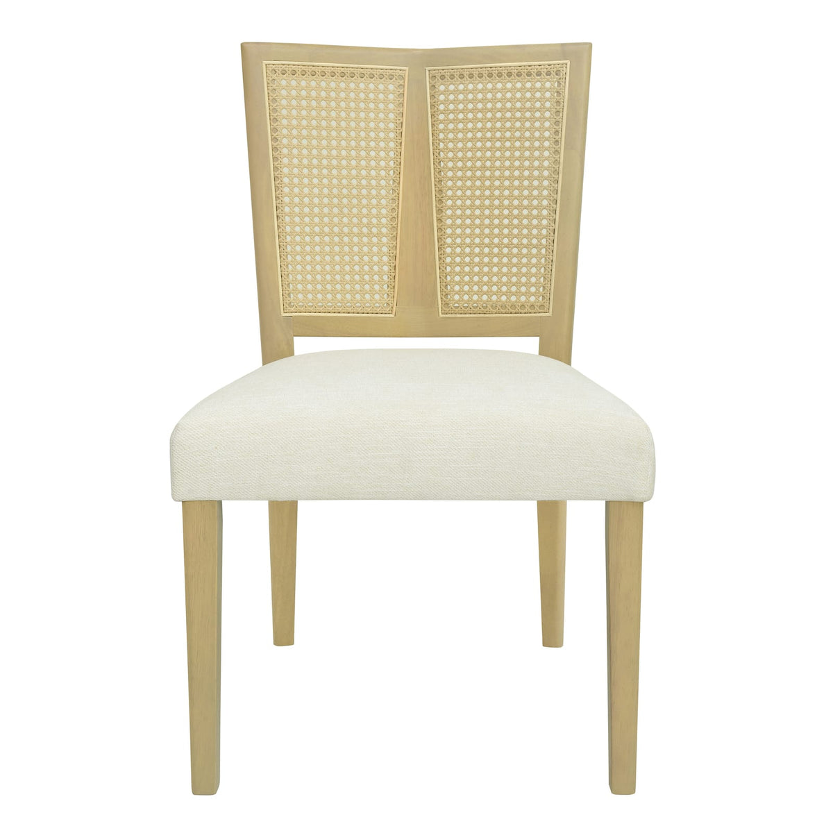 Rattan Dining Chairs Set of 2 - Beige & Natural Ash Wood