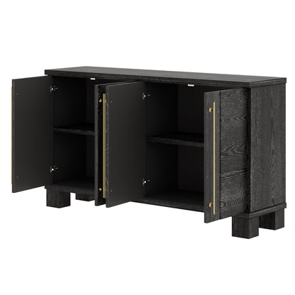 Black MDF Sideboard Buffet Cabinet - 60" Storage Server